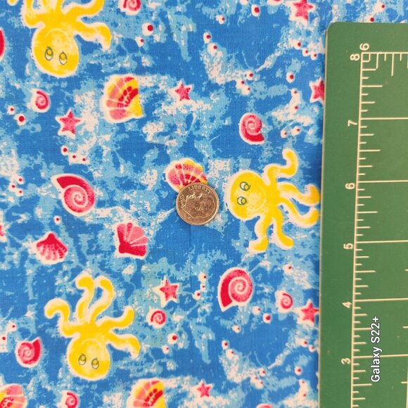 Ocean Octopus Sea Life Cotton Fabric  With Coordinating Border Fabric over 4 yd - Picture 6 of 10